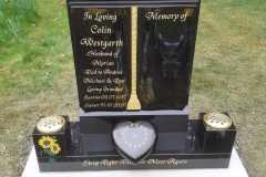 Twin-panel black granite memorial — In Loving Memory
